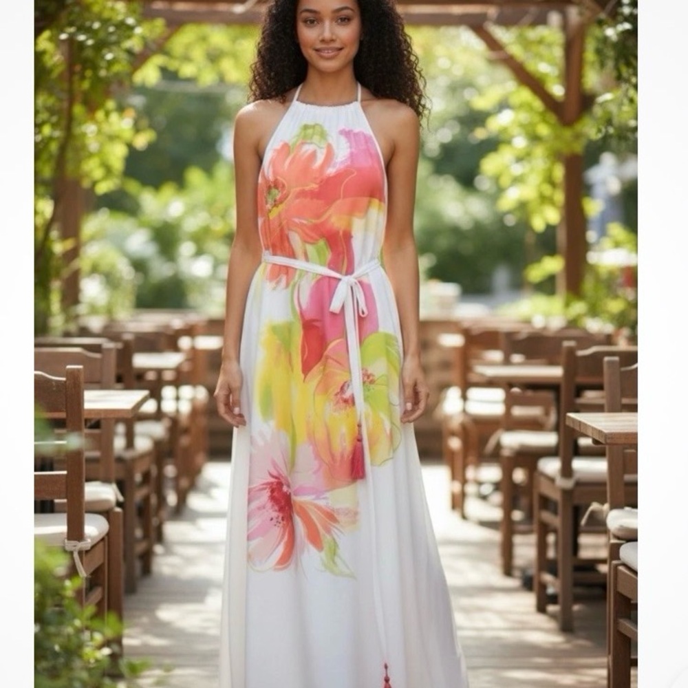 NWT TOMMY BAHAMA XL radiant retreat maxi dress in white multi   -